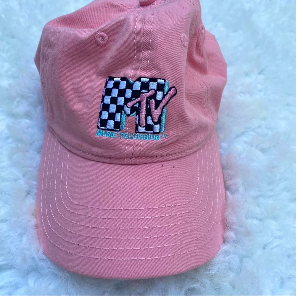 Pink MTV Checkered Logo Baseball Cap